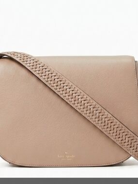 kate spade taupe woven-strap leather crossbody